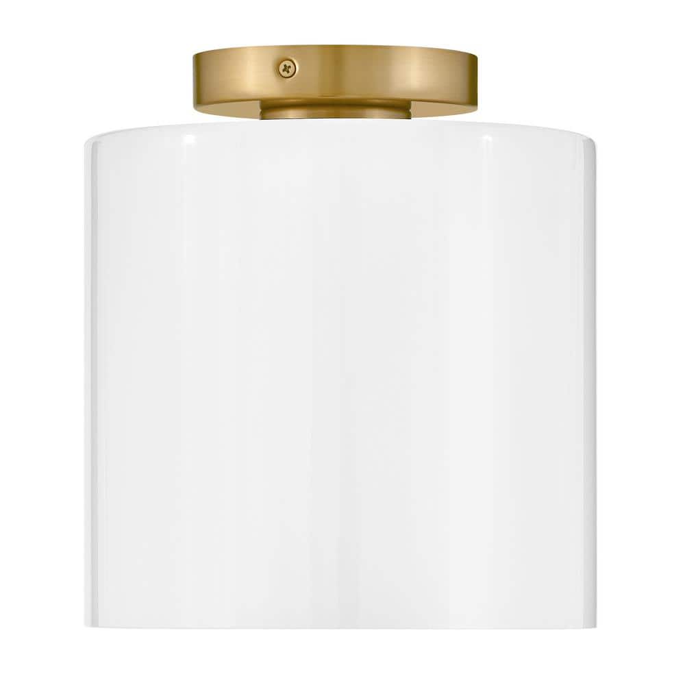 Pippa Lacquered Brass and Opal Glass Flush Mount Light