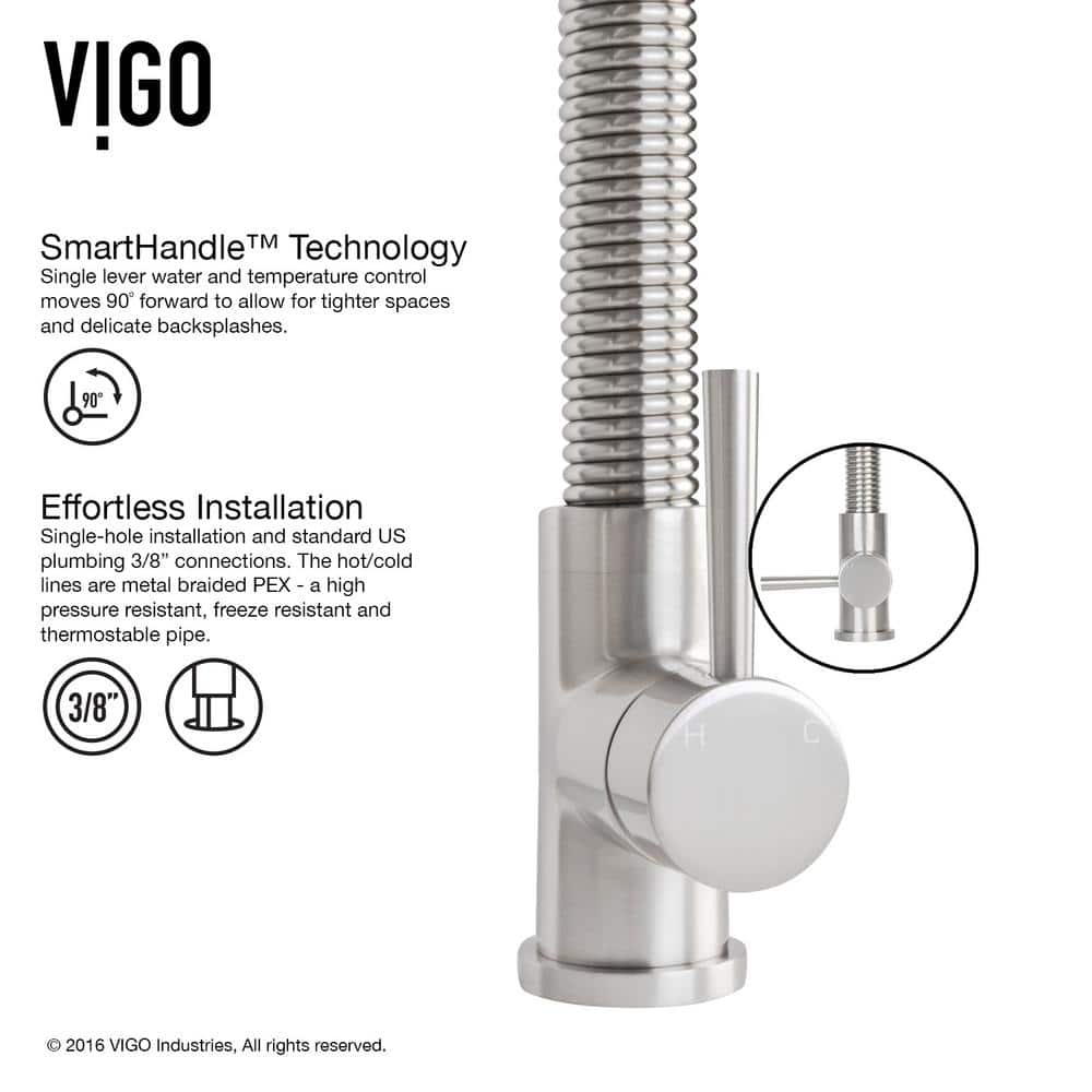 Stainless Steel Pull-Down Sprayer Kitchen Faucet with Brass Handle