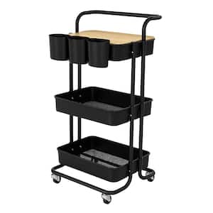Heavy-Duty Rolling Snack Cart – 15 Hooks, Large Top Shelf, Perfect For Kitchen, Office, Or Party