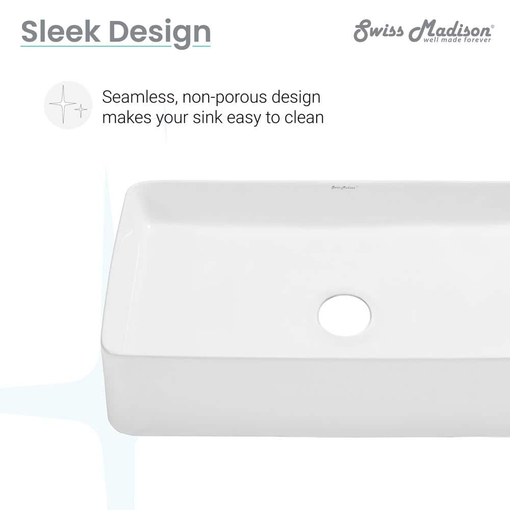 Concorde 24" White Ceramic Rectangular Vessel Sink
