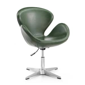 Raspberry Forest Green and Polished Chrome Adjustable Swivel Arm Chair