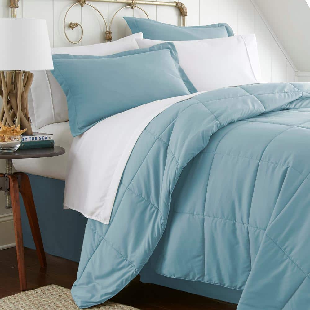 Aqua Blue Full Size Microfiber Bed in a Bag Set