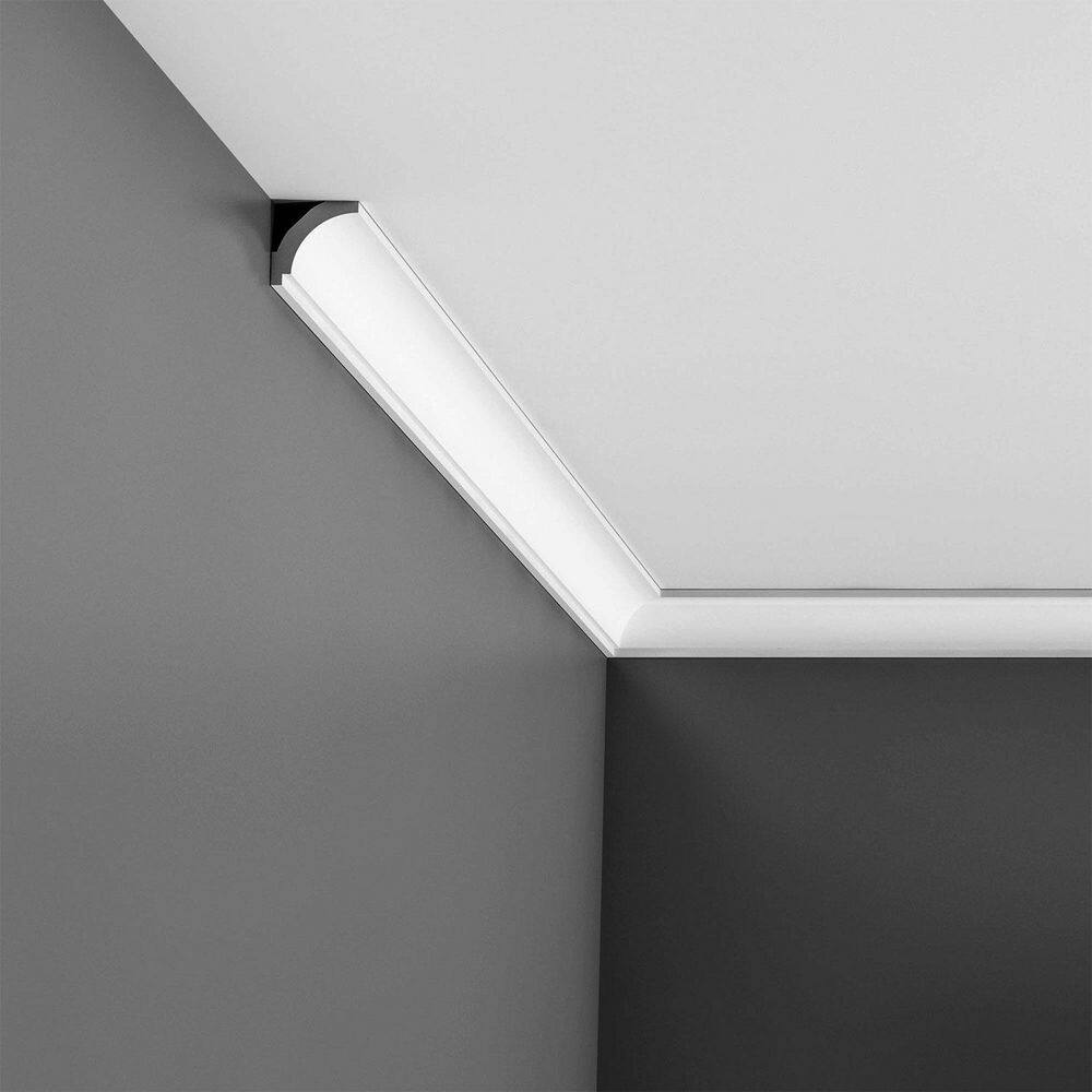 Primed White High Impact Polystyrene Crown Moulding 1-1/2in Face