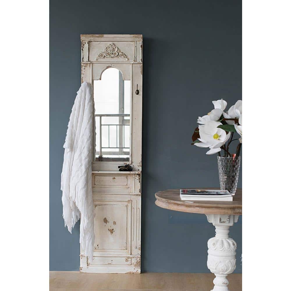 Antique White Full Length Distressed Wood Wall Mirror