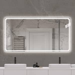 40 in. W x 24 in. H Rectangular Frameless Wall Mount Anti-Fog Front Lights LED Bathroom Vanity Mirror in Silver