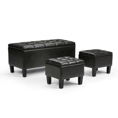 Dover 44 in. Contemporary Storage Ottoman in Tanners Brown Faux Leather