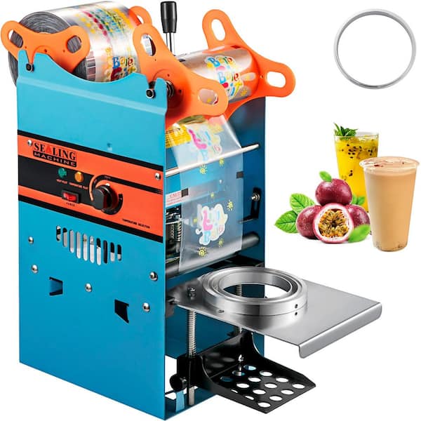 VEVOR Manual Tea Cup Sealer Machine 300-500 Cup per Hour 90/95 mm Cup Diameter Boba Tea Sealing Machine for Restaurants, Blue