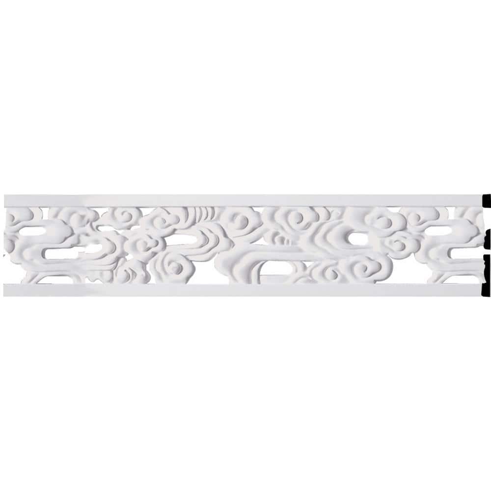White Geometric Polyurethane Flower Pierced Panel Moulding