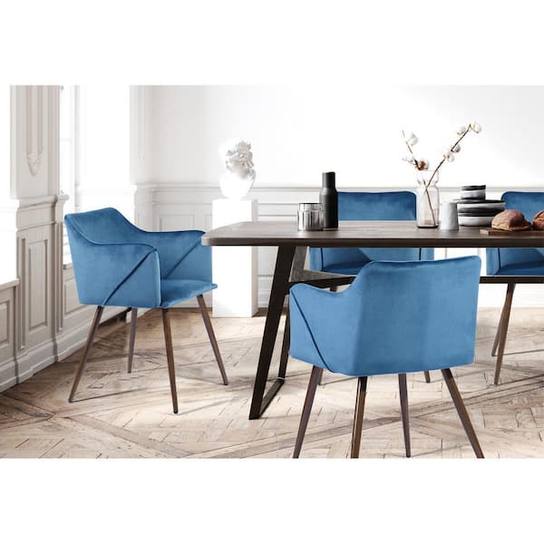 Sumyeg Stylish Navy Blue Velvet, Blue Dining Room Arm Chairs