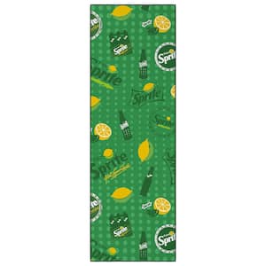 Green 2 ft. x 5 ft. For Man Cave Bedroom Kitchen Modern Sprite Logo Washable Non-Slip Runner Rug