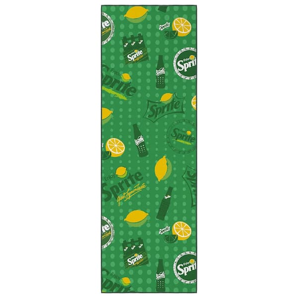 Ottomanson Green 2 ft. x 5 ft. For Man Cave Bedroom Kitchen Modern Sprite Logo Washable Non-Slip Runner Rug