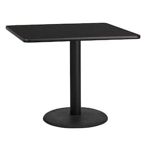 36 in. Square Black Laminate Table Top with 24 in. Round Table Height Base