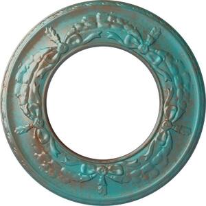 7/8 in. x 13-1/4 in. x 13-1/4 in. Polyurethane Salem Ceiling Medallion, Copper Green Patina