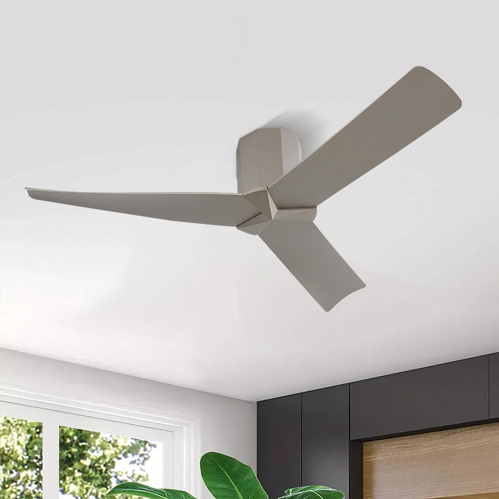52" Charcoal Gray Low Profile 3-Blade Ceiling Fan with Remote