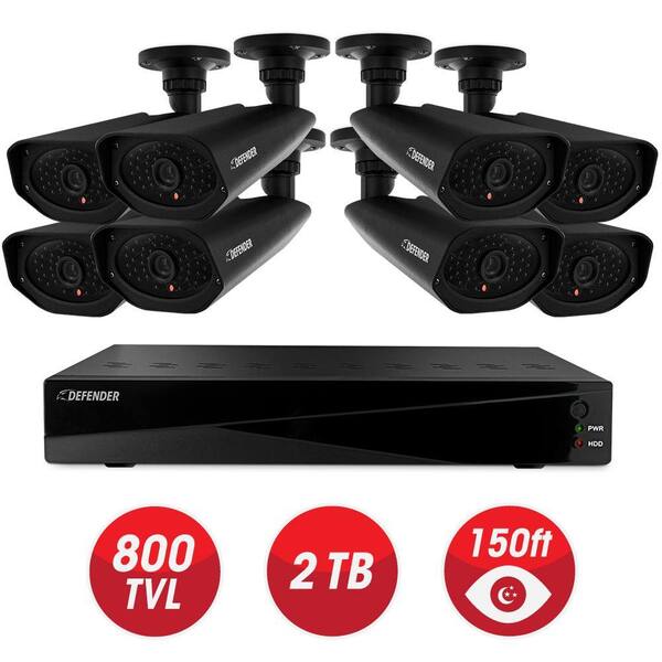 Defender Connected Pro 16-Channel 800 TVL 2TB Surveillance DVR with Outdoor Camera