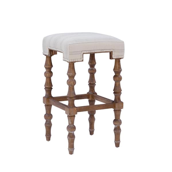 Linon Home Decor Rosa Rustic Brown Backless Barstool with Geometric Shaped Seats