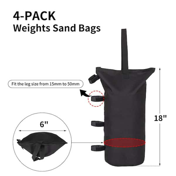 EZ UP Fillable Weight Bag Set of 4, Holds up to 25 lbs. Each, Steel Gray