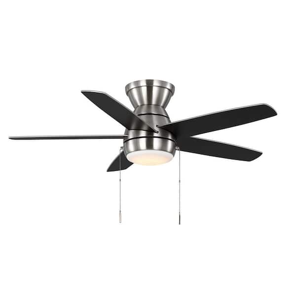 Hampton Bay Riplee 44 in. Indoor Brushed Nickel Hugger Ceiling Fan with Integrated White Color Changing LED Light Kit