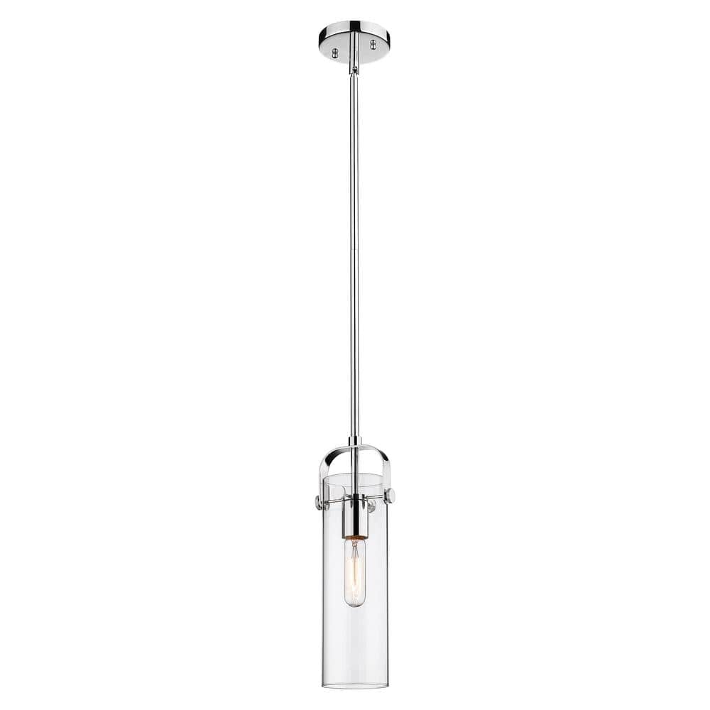 Polished Nickel Glass Mini Pendant Light, 14.5"