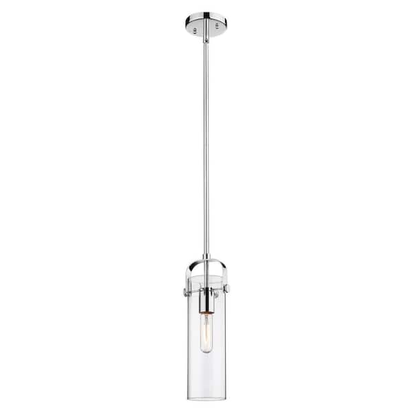 Pilaster 3.5-Watt 1-Light Polished Nickel Shaded Integrated LED Mini Pendant Light with Clear Glass Shade