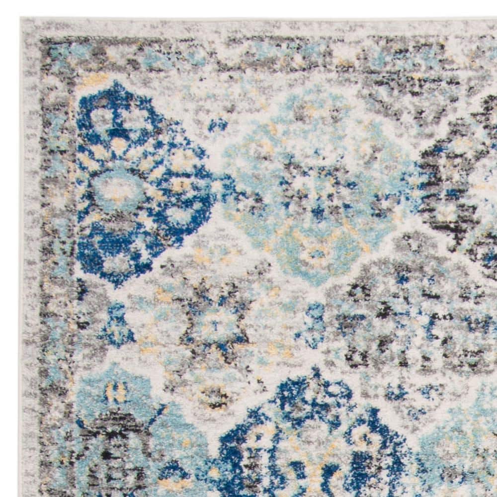 Elegant Ivory and Aqua 8' x 10' Hand-Knotted Cotton Blend Area Rug