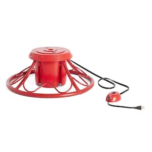 Red Powder-coated Steel Rotating Artificial Tree Stand for Trees Up to 9 Feet Tall