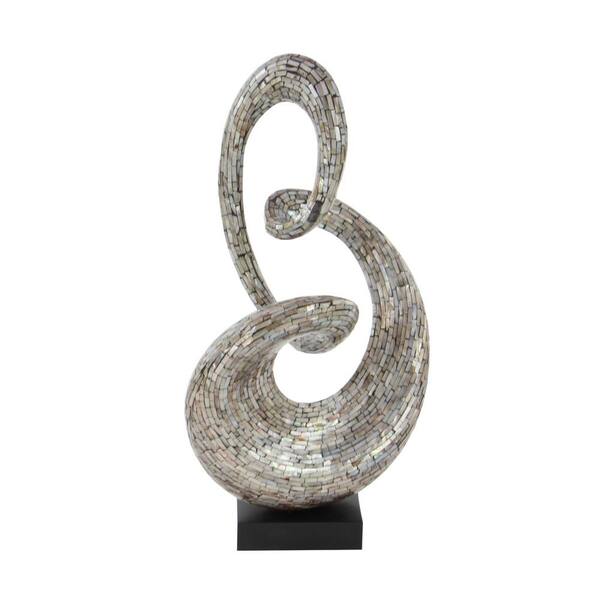 Litton Lane Gray Mother of Pearl Swirl Abstract Sculpture with 