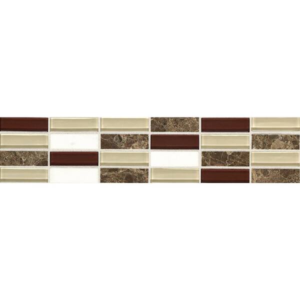 Daltile Stone Decorative Accents Cohiba Illusion 2-5/8 in. x 12 in. Marble and Glass Accent Tile
