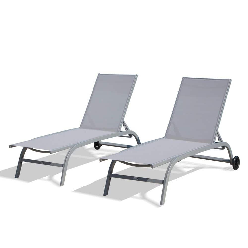60.51 x 47.72 x 40.16 in. Outdoor 2-Piece Grey Lounge Chairs For Garden Swimming Pool Beach price history on PriceWatchPro