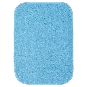 Gramercy 17 in. x 24 in. Basin Blue Solid Color Plush Rectangle Bath Rug