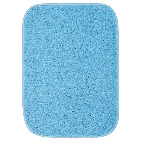 Garland Rug Gramercy 17 in. x 24 in. Basin Blue Solid Color Plush Rectangle Bath Rug