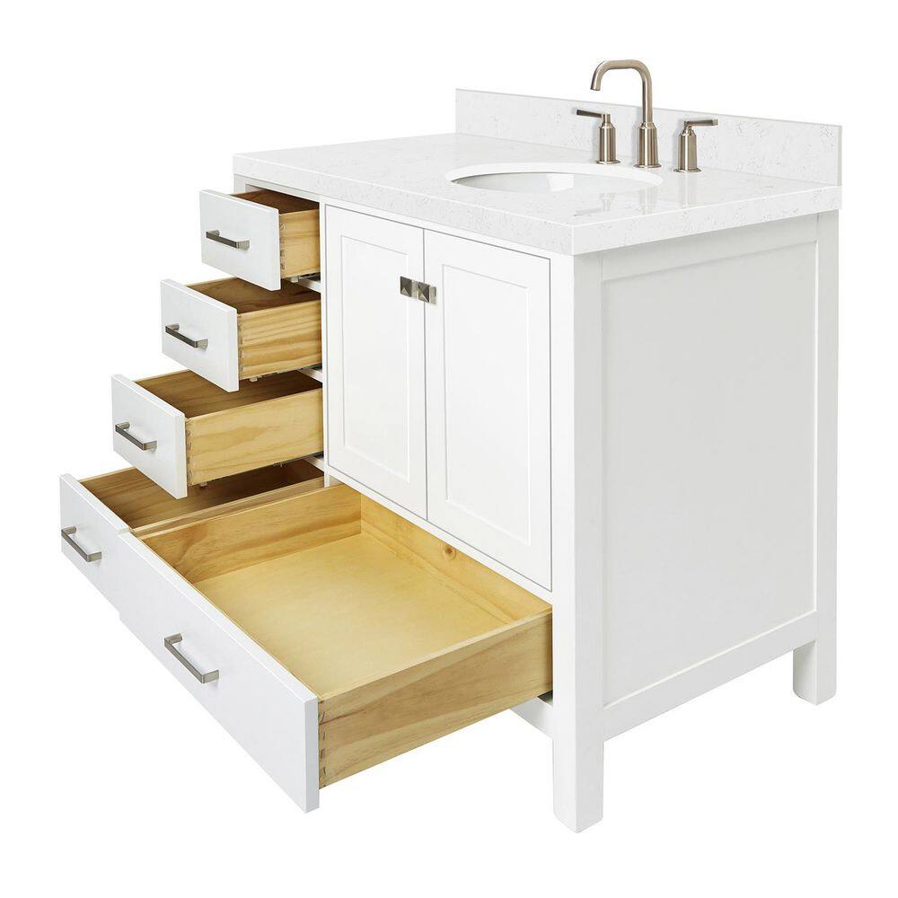 Cambridge 42" White Hardwood Freestanding Single Vanity Set