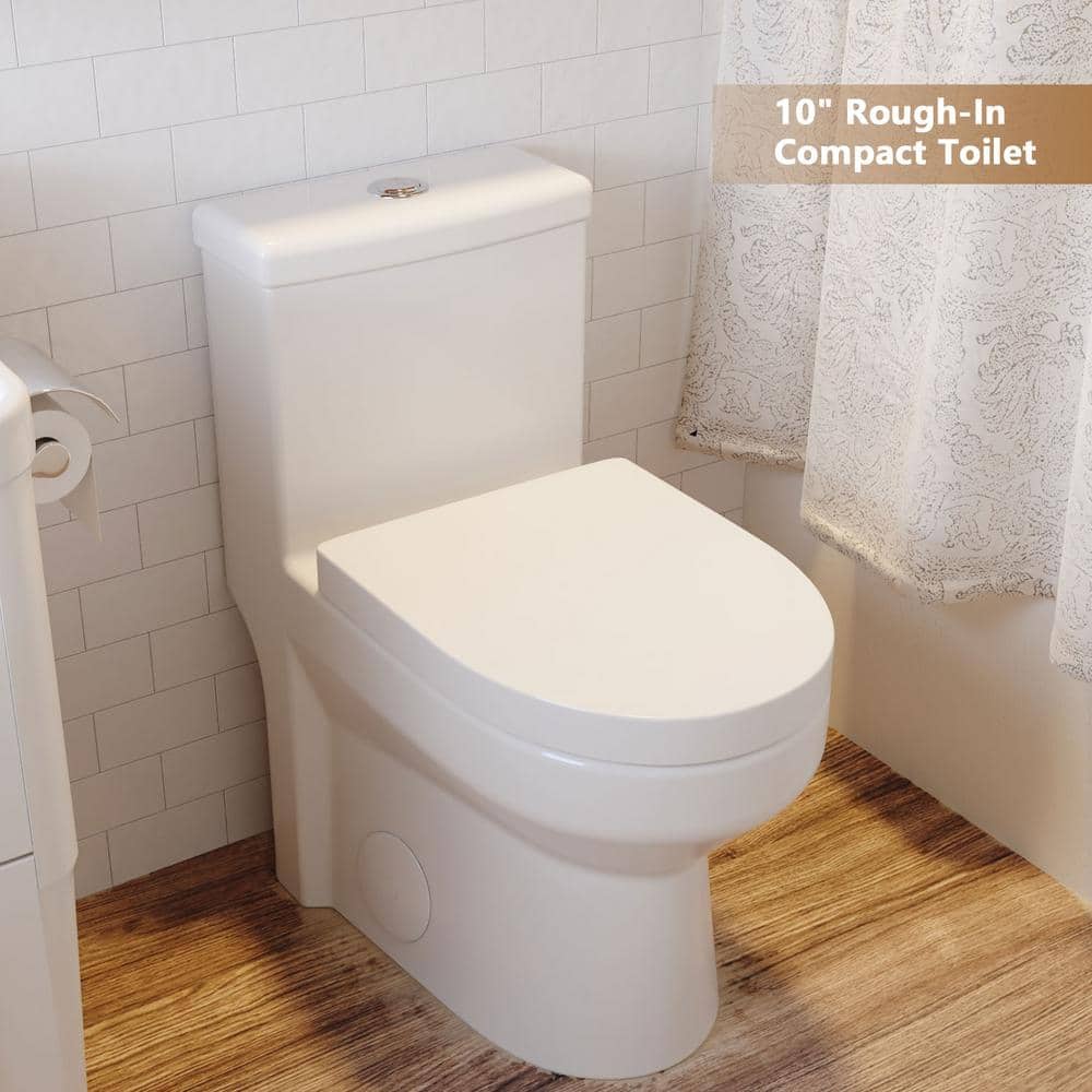 Compact White Ceramic Dual Flush Round Toilet with Seat