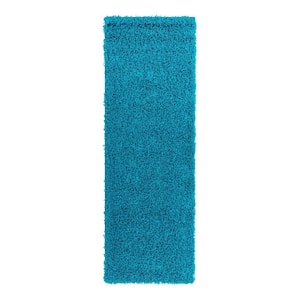 Solid Shag Turquoise 2' 2 x 6' 5 Area Rug