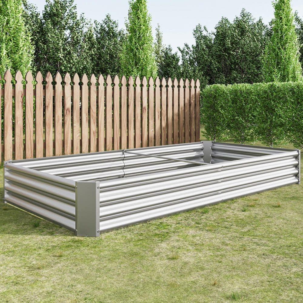 8 x 4 x 1 ft. Silver Large Metal Rectangular Outdoor Raised Gardens Bed Planter Box price history on PriceWatchPro