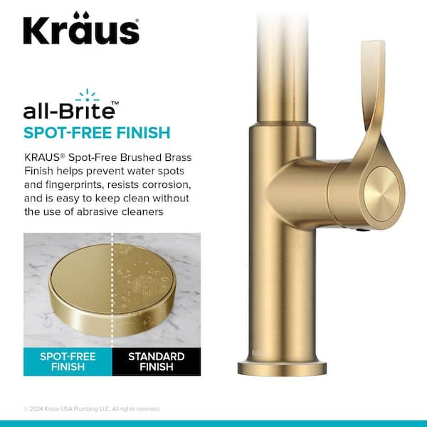 KRAUS Torak 2-Function Spot Free Brushed Brass 16.75 in. H Pull