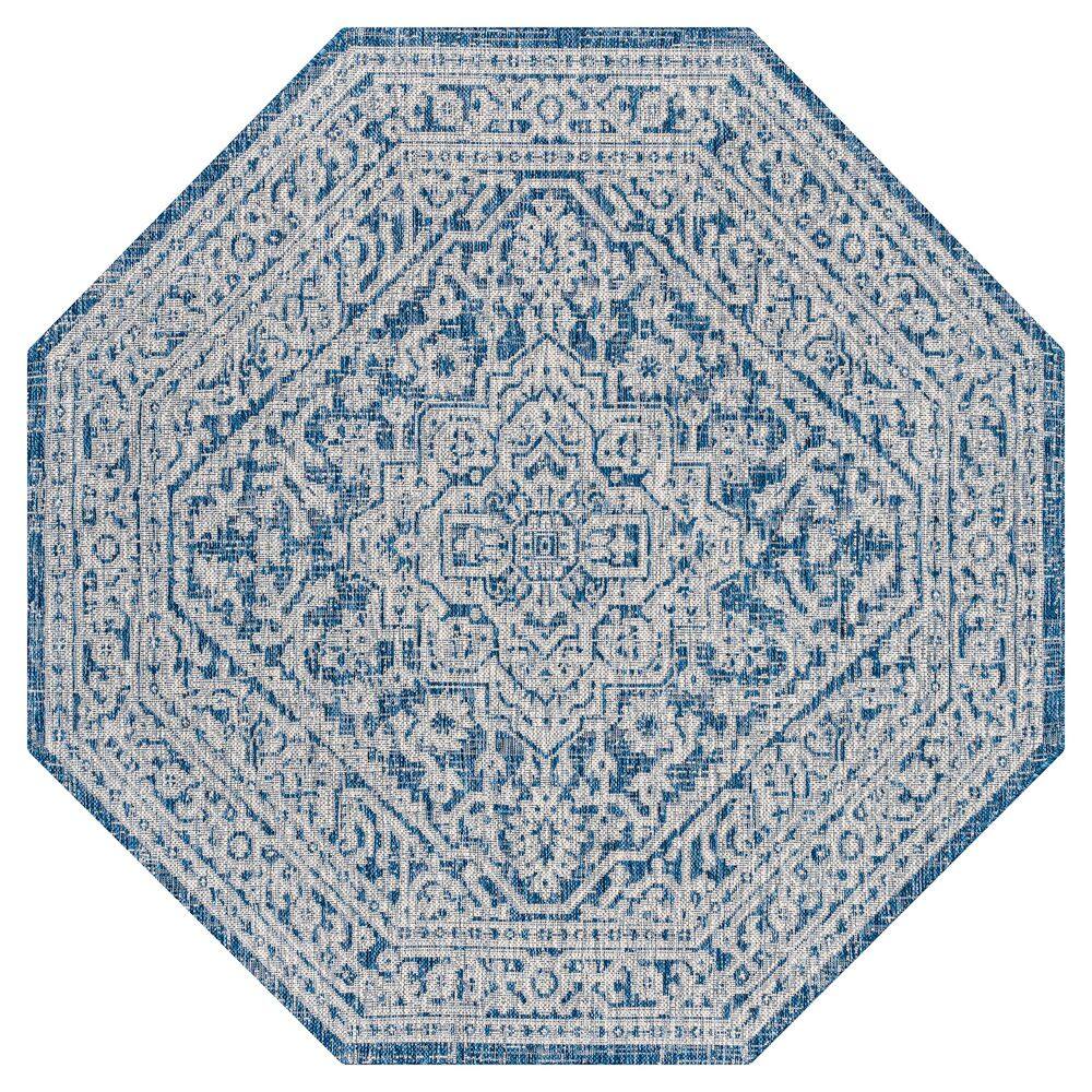JONATHAN Y Sinjuri Medallion Textured Weave Navy/Gray 8 ft. Octagon ...