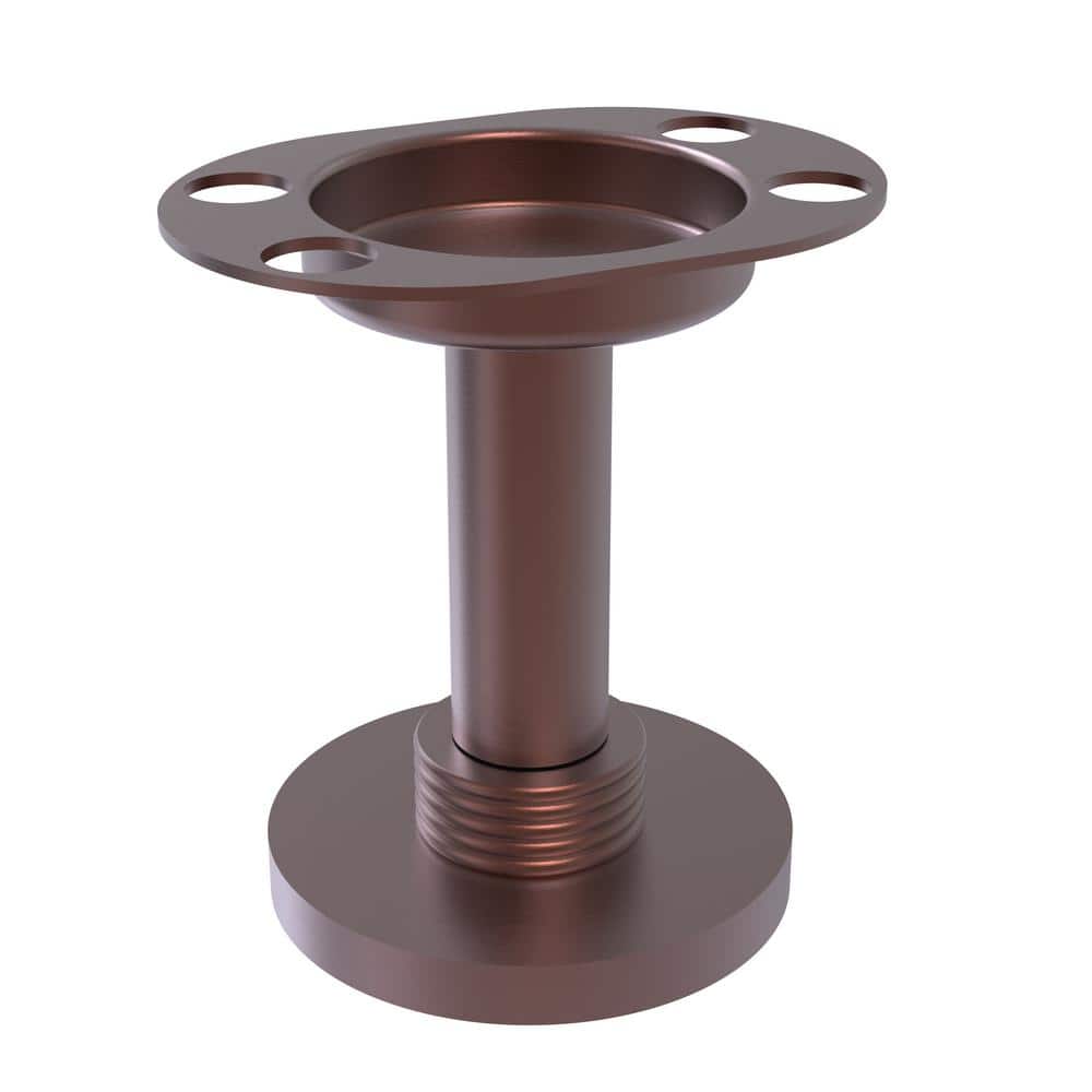 Allied Brass Vanity Top Tumbler and Toothbrush Holder with Groovy Accents in Antique Copper -  955G-CA