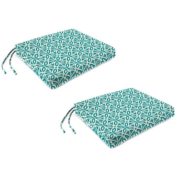 Jordan Manufacturing 19 in. W x 17 in. D x 2 in. T Rectangular Outdoor Seat Cushion in Mimala Celestial (2-Pack)