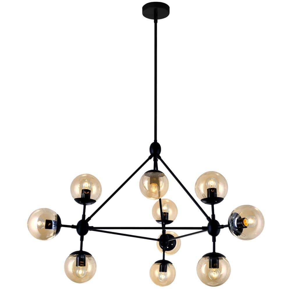 CWI Lighting Glow 10 Light Chandelier With Black Finish 9614P39-10-101 ...