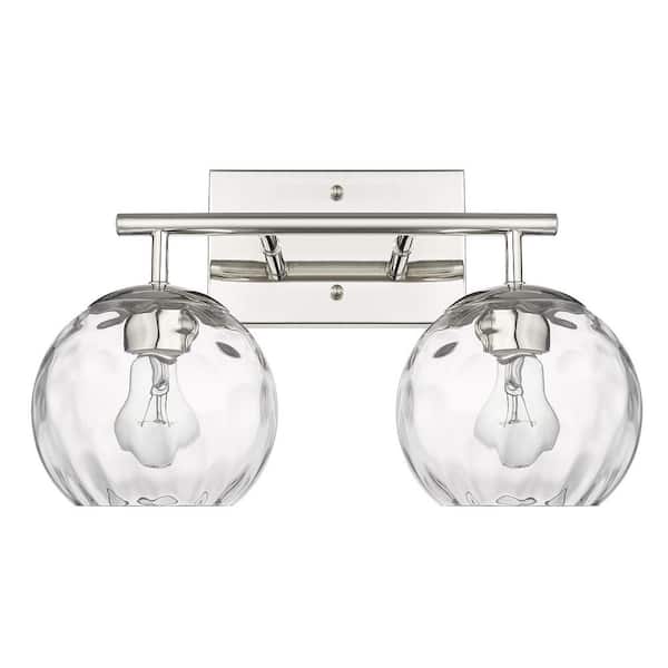 Acclaim Lighting Mackenzie Polished Nickel2-Light Bath Vanity with Rippled Water glass
