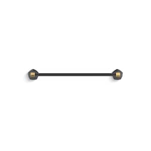 Occasion 18 in. Wall Mounted Single Towel Bar in Matte Black with Moderne Brass