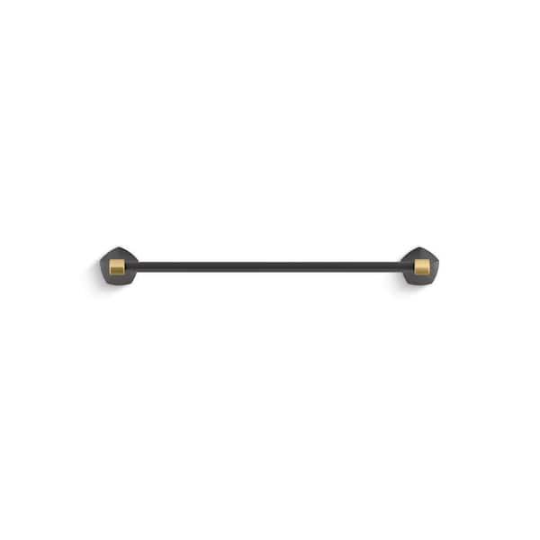 KOHLER Occasion 24 in. Wall Mounted Single Towel Bar in Matte Black with Moderne Brass