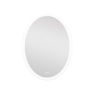 20 in. W x 28 in. H Oval Frameless Anti-Fog Dimmable Wall Mount Bathroom Vanity Mirror in Silver