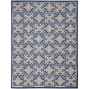 Aloha Blue 6 ft. x 9 ft. Geometric Contemporary Indoor/Outdoor Patio Rug