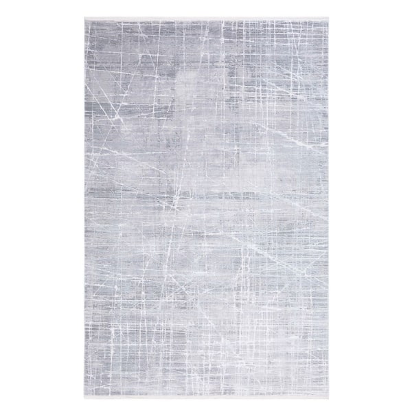 Signature 8 ft. x 10 ft. Gray/Ivory Distressed Area Rug