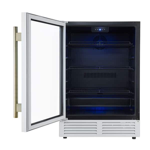 Forno Frescolino 24 Inch Beverage Cooler, White with Antique Brass