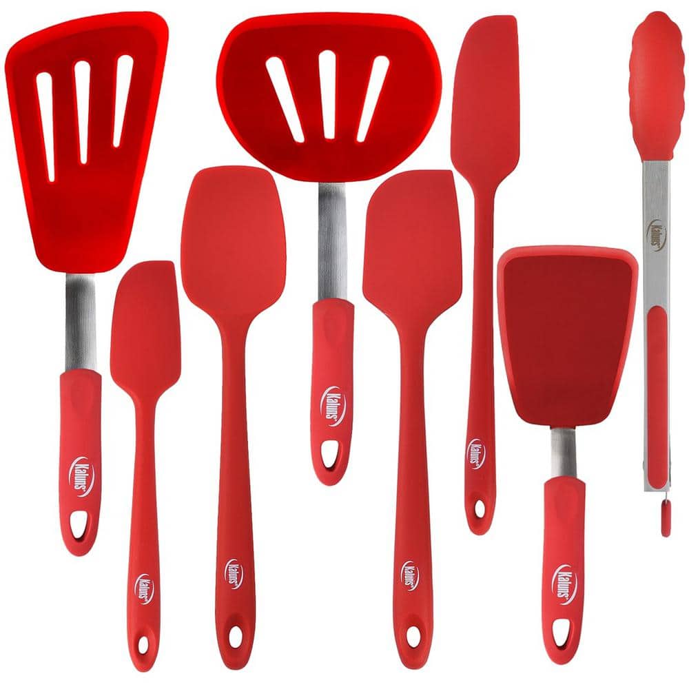 Silicone Spatula Set of 8 include 4 Mini Spatulas, Heat Resistant Rubber Spatula  Kitchen Utensils, One Piece Design with Stainless Steel Core, Kitchen  Spatulas for Nonstick Cookware, Red 