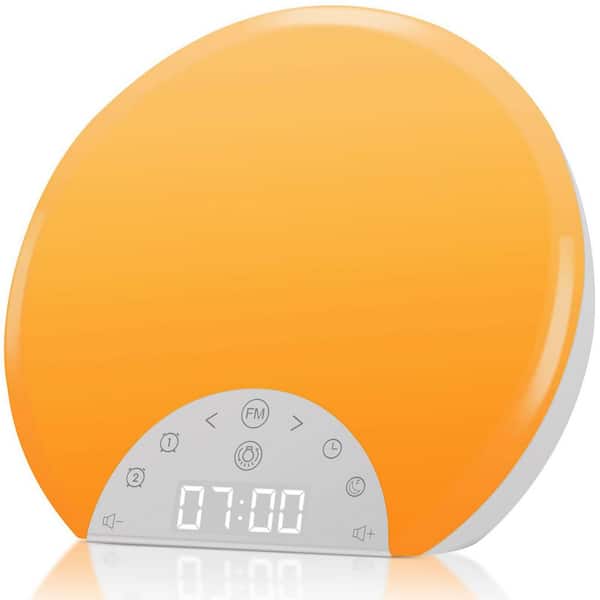 Alarm Clock Wake Up Light Dual Alarms Snooze Sleep Aid with FM Radio 8 Color NIght Lights 7 Nature Sounds for Bedrooms