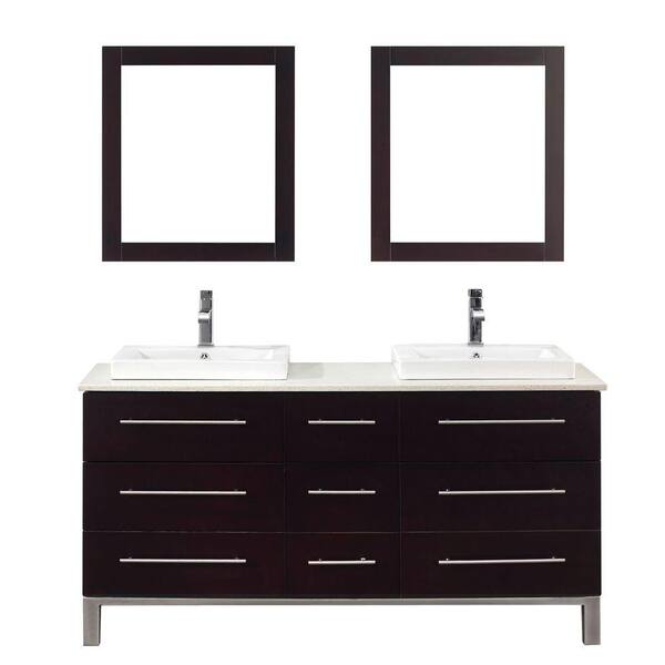 Studio Bathe Ginza 63 in. Vanity in Chai with Nougat Quartz Vanity Top in Chai and Mirror